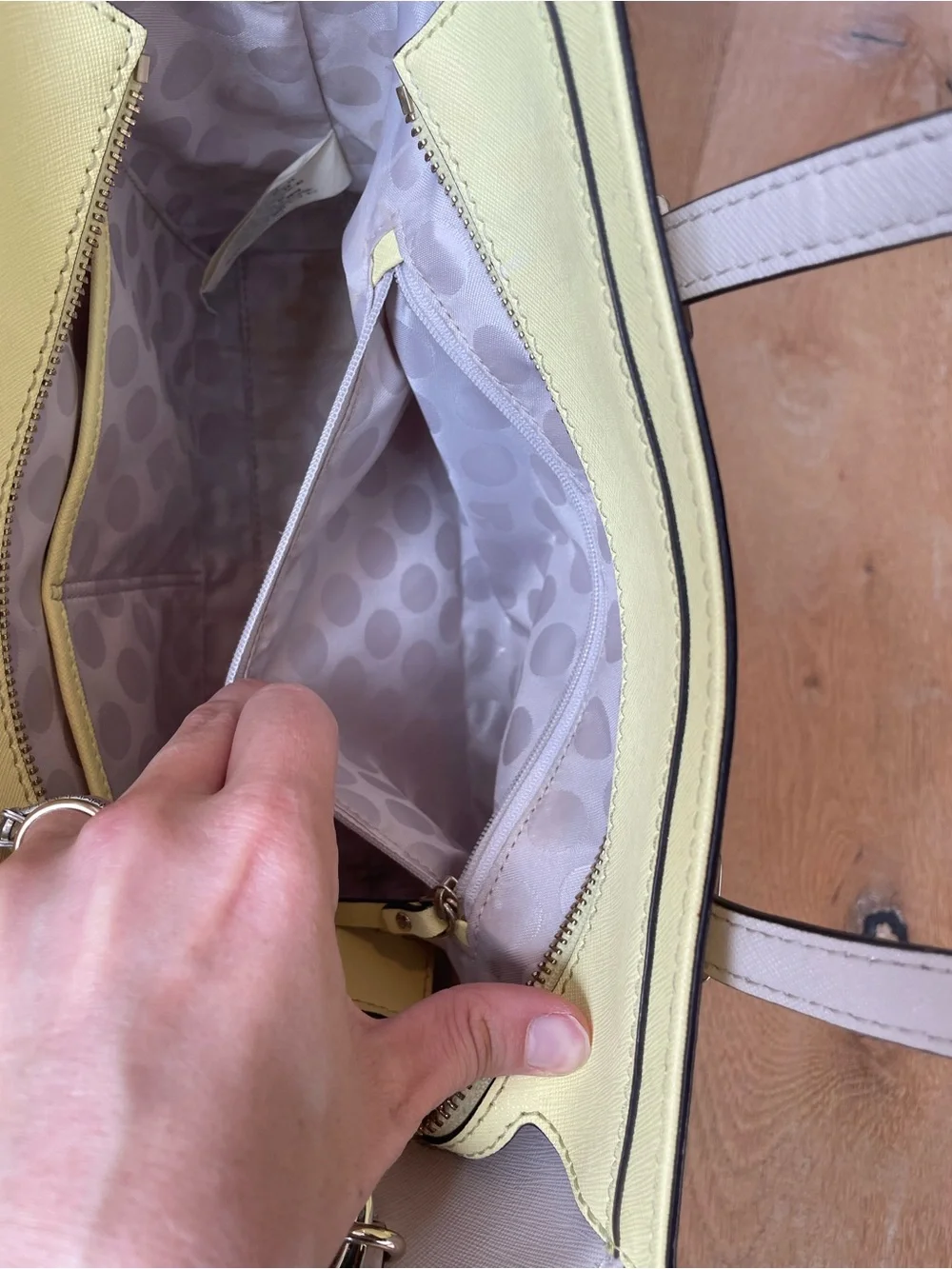 Kate Spade Cedar Street Hayden Two Tone Satchel-Yellow and Gray Leather Crossbod